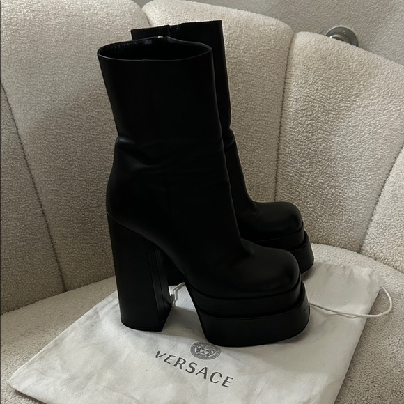 Versace Black Platform Ankle Boots - Picture 2 of 3